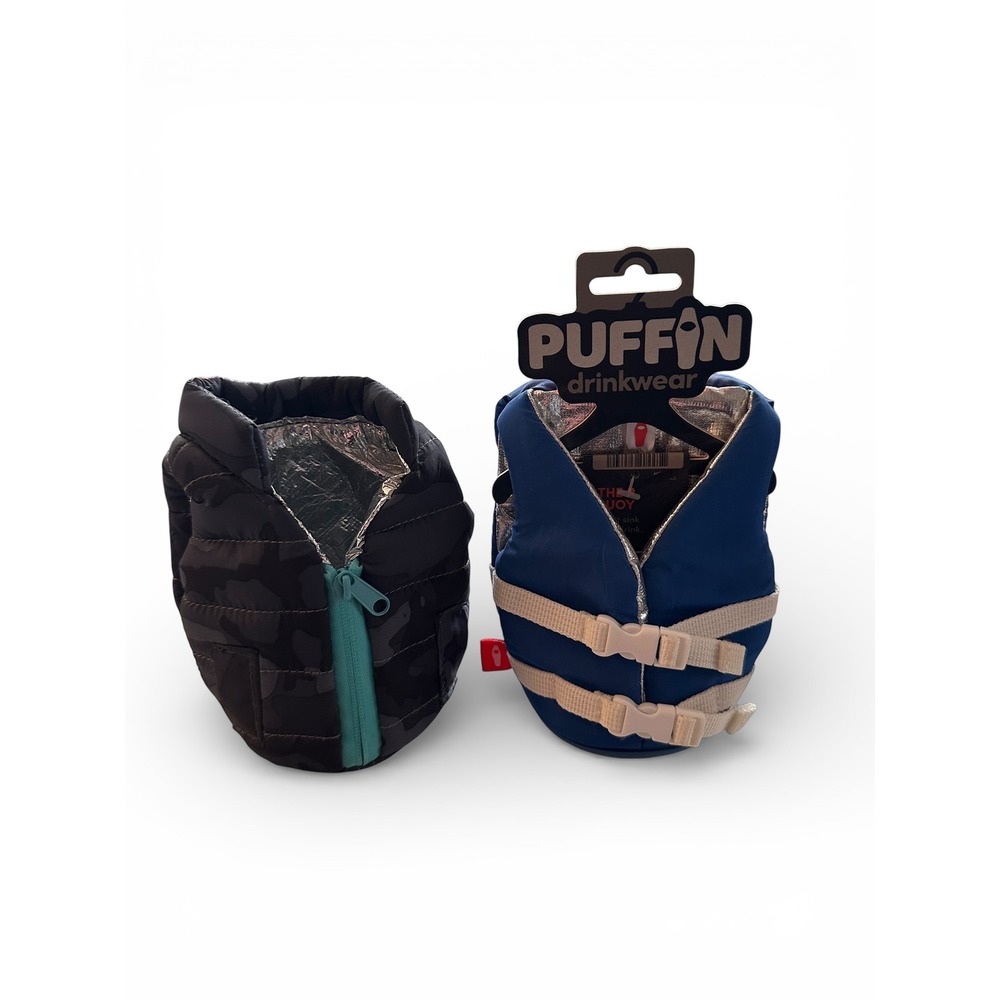Puffin Drinkwear Beverage Cooler Bundle OS Blue Black New Life Vest Puffer Vest‎